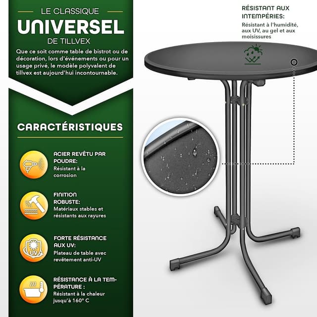 Detalle de tillvex® Table de Bistrot Ø 80 cm
