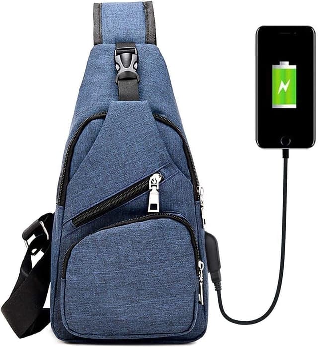 Detalle 2 de Flintronic Zaino Monospalla Sling Bag: borsa a tracolla uomo idrorepellente con USB esterna