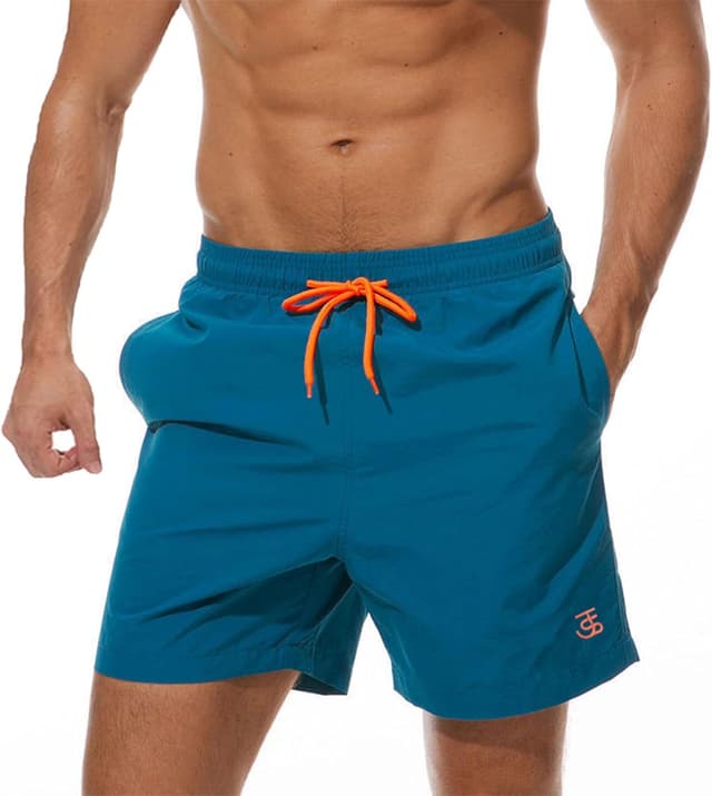 Detalle de JustSun men’s waterproof quick-dry swim shorts with mesh lining and secure pockets
