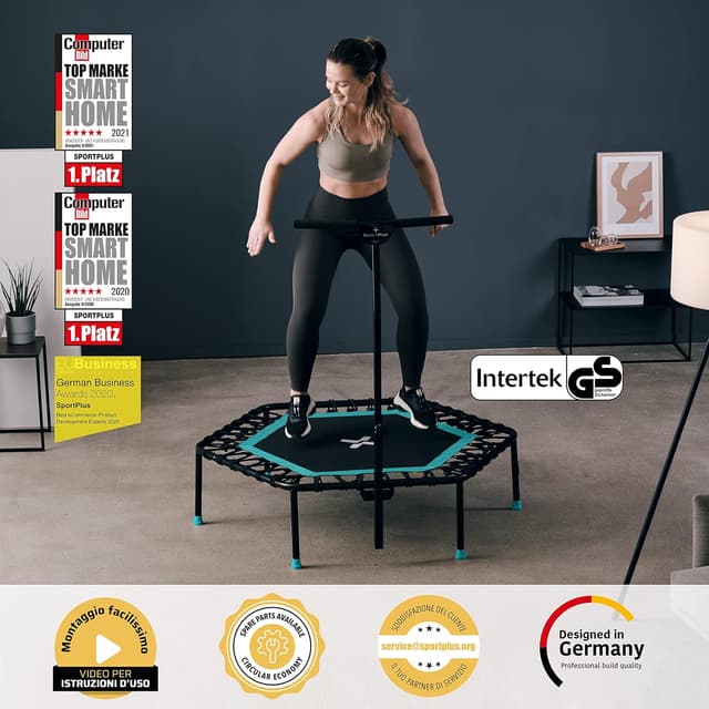 Detalle de SportPlus Trampolino fitness per jumping con sospensioni silenziose, portata fino a 130 kg