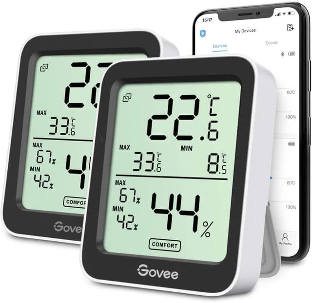 Detalle de Govee Thermometer Hygrometer LCD Digital (2er-Pack) mit App & Smart Alert für Innenräume