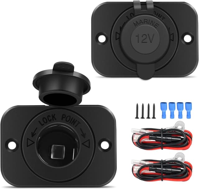 Detalle de Nilight 2-Pack 12V Waterproof Car Cigarette Lighter Socket (Universal Fit) with Terminals & Wires