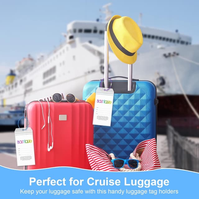 Detalle de Vicloon Porta etichette per valigia da crociera: 6 pezzi in PVC impermeabile con portatarghe trasparente