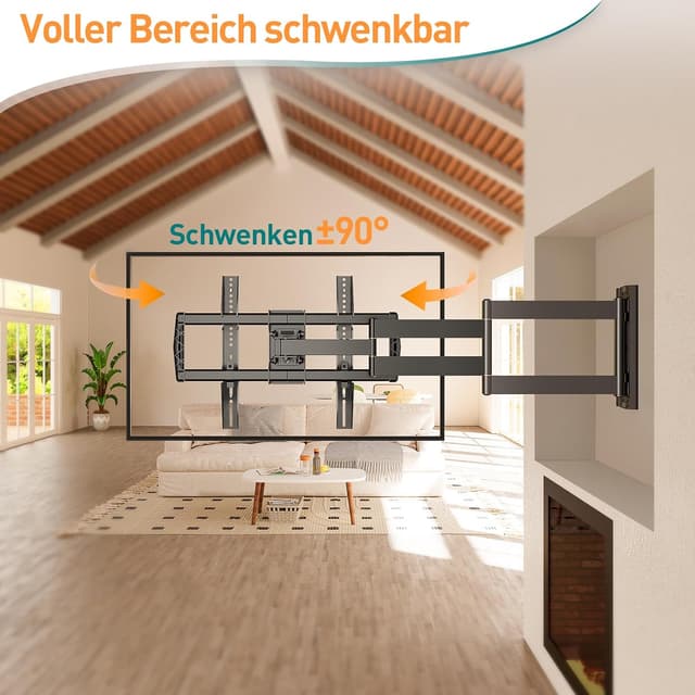 Detalle de ELIVED TV-Wandhalterung EV3037 mit 762 mm Langem Gelenkarm (bis 35 kg) für 42–75" TVs