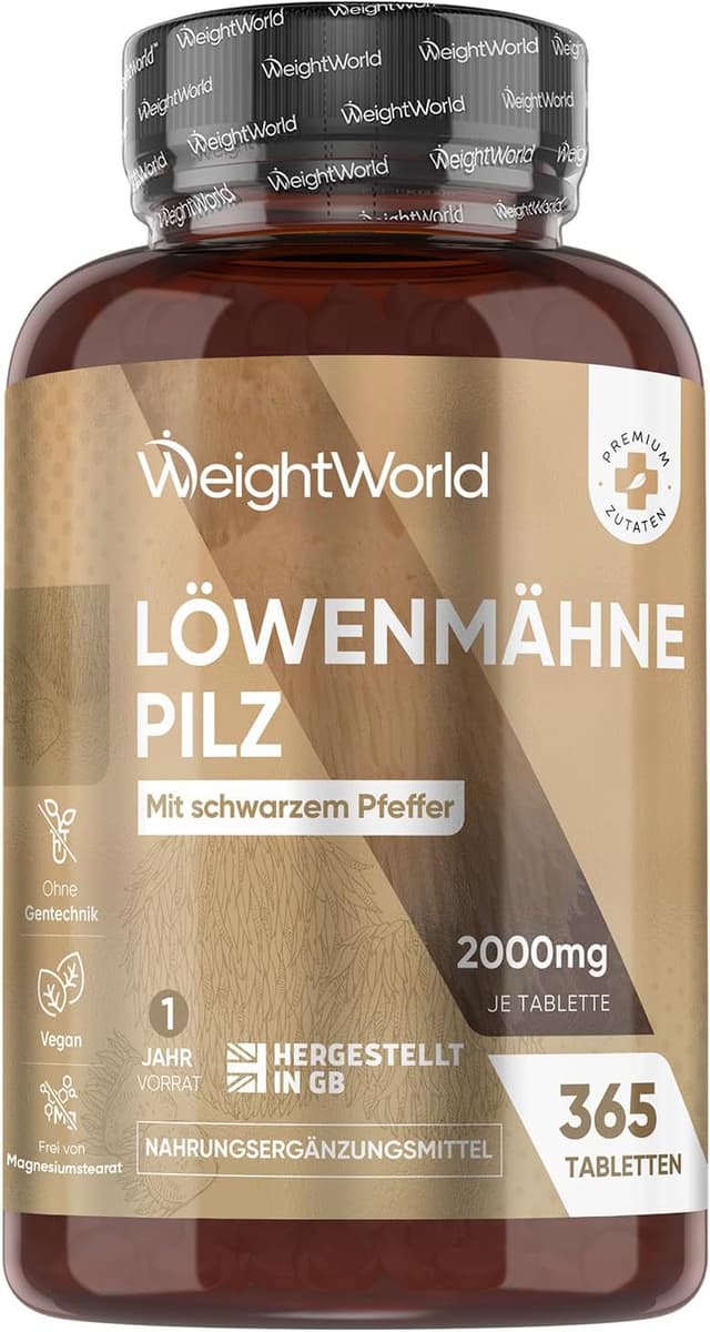 Detalle de WeightWorld Löwenmähne 365 Tabl. 2000mg 🧪