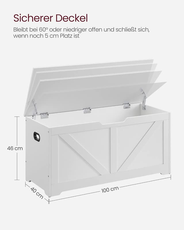 Detalle de VASAGLE Schuhbank mit Stauraum LSB060T14 – Sitztruhe im Landhausstil (40 x 100 x 46 cm)