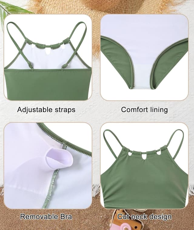 Detalle de Cuddomper Girls One-Piece Swimsuit with Detachable Mesh Cover-Up (Size 7-16)