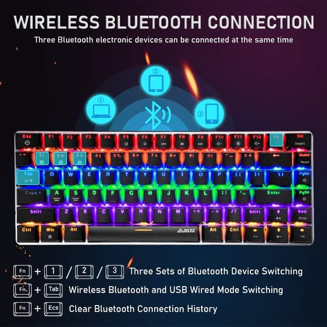 Detalle de Bluetooth Mechanische Tastatur AK33 82 Tasten