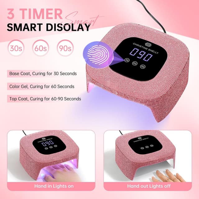 Detalle de CHRISTINE SHELLY 48W Gel Nail Lamp with Auto Sensor, 365nm + 405nm LED Curing Light & LCD Touch Screen
