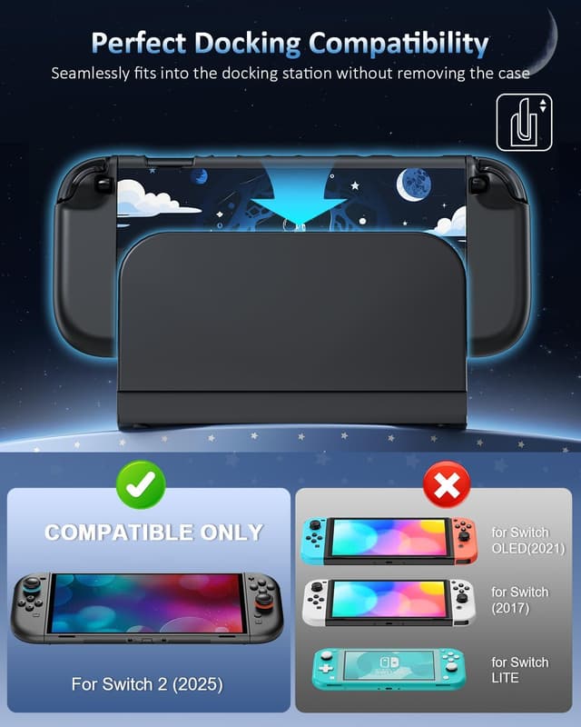 Thumbnail 2 de WAXITY Astronaut Andockbare Hülle für Nintendo Switch 2 (2025), Schlanke, Abnehmbare Schutzhülle für Switch 2 Zubehör mit 2* Daumengriffkappen für Joycon 2, kratzfestes Design – Weltraum-Motiv
WAXITY Astronaut Andockbare Hülle für Nint…