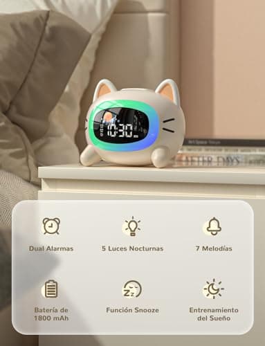 Detalle 2 de LIORQUE Gatito Blanco Despertador Infantil