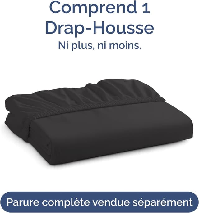 Detalle 2 de Drap-housse 160x200 cm noir à bonnet 40 cm extra profond (microfibre polyester brossé)