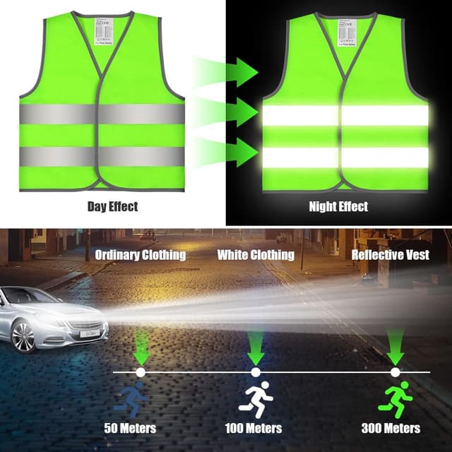 Detalle de AYBUY 2 Pezzi Giubbotto di Sicurezza per Bambini con bande rifrangenti (verde fluorescente)