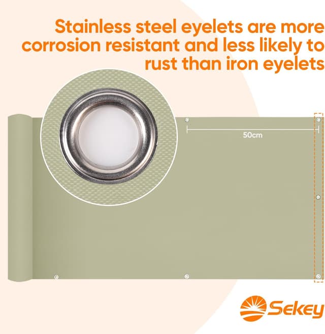 Detalle 2 de Sekey Frangivista per balcone e recinzione in telo Oxford 90x300 cm impermeabile e antivento, taupe