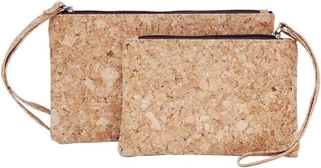 Detalle de boshiho Kork Clutch Tasche 2-in-1: Geldbörse mit Reißverschluss und kleiner Handtasche