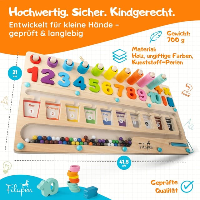 Thumbnail 6 de Filapen Montessori Motorikspielzeug Labyrinth aus Holz