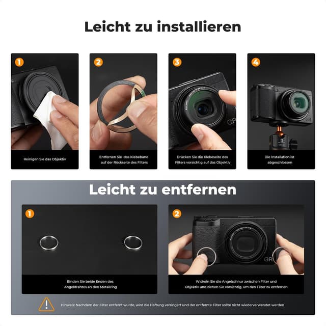 Detalle 2 de K&F CONCEPT UV-Filter (MCUV) für Ricoh GR-Serie – Schutzfilter für GR II/III/IV, IIIx & mehr
