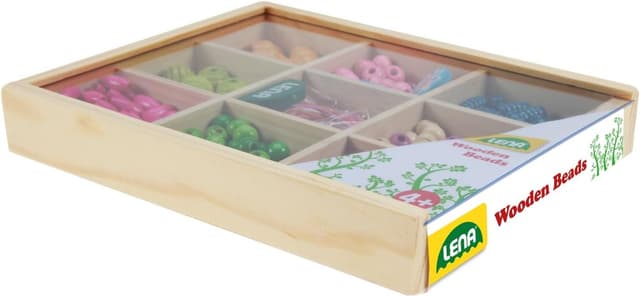 Detalle 2 de Lena 32012 – Kit de bricolage perles en bois à enfiler (290 pièces) en coffret