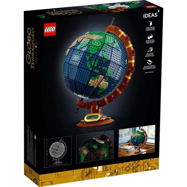 Detalle 2 de LEGO Ideas 21332 Globo Terráqueo: maqueta luminosa de 2.585 piezas con esfera giratoria