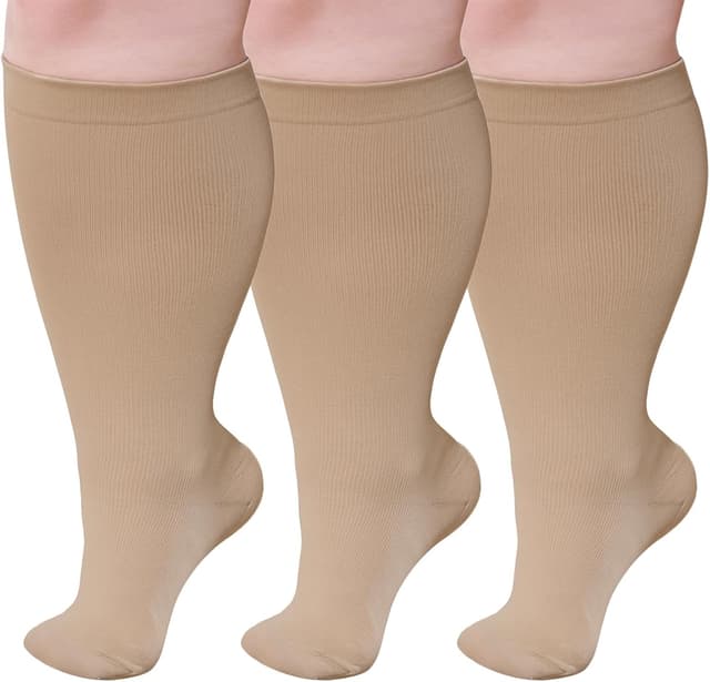 Imagen de PUTUO Calcetines de Compresión 3 pares Talla Grande en OfertitasTOP