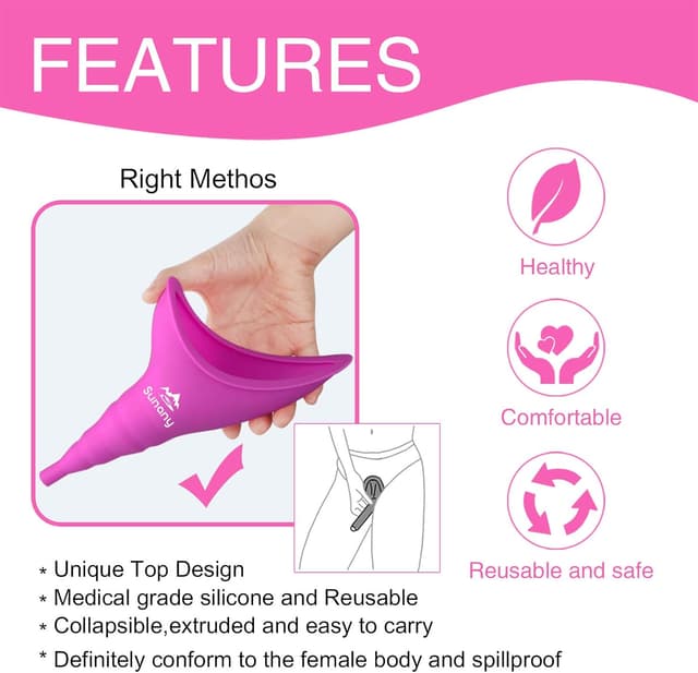 Detalle de Sunany Female Urination Device: reusable silicone pee funnel for standing up