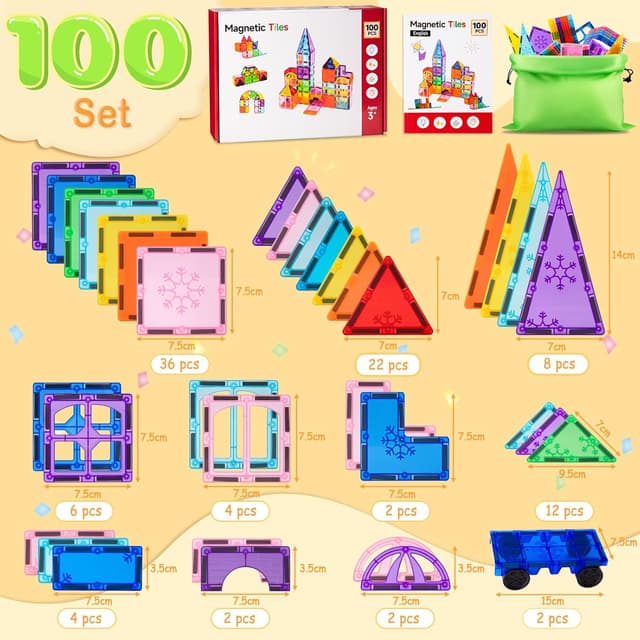 Thumbnail 4 de Xekel Magnetische Bausteine 100 Teile für kreatives Lernen