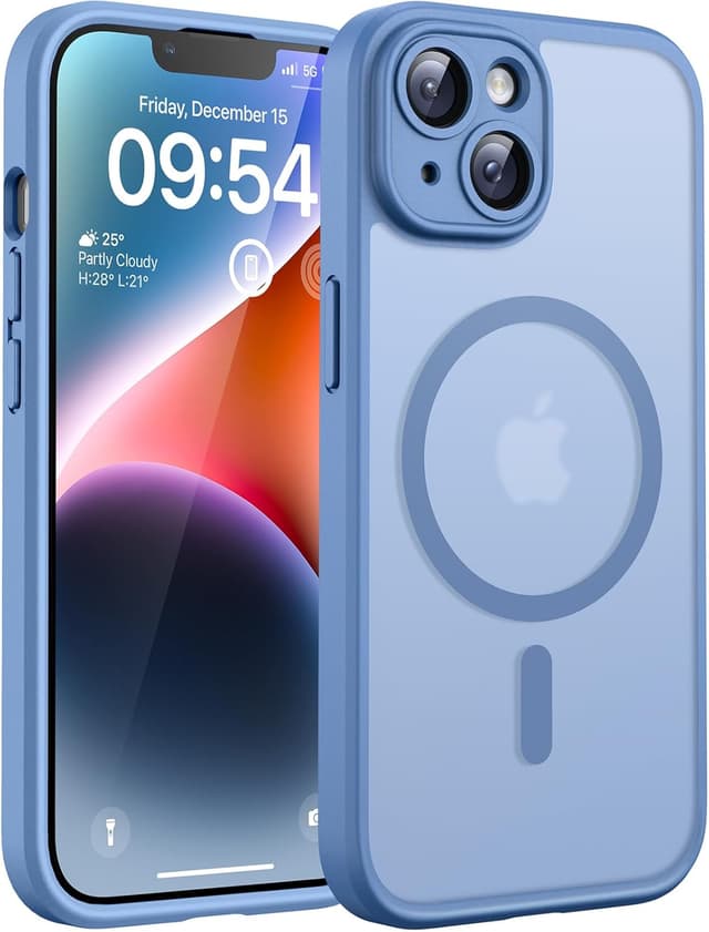Detalle de TOCOL Magnetic MagSafe Case for iPhone 14 (6.1-inch) – Light Blue, Matte Translucent with Full Camera Protection
