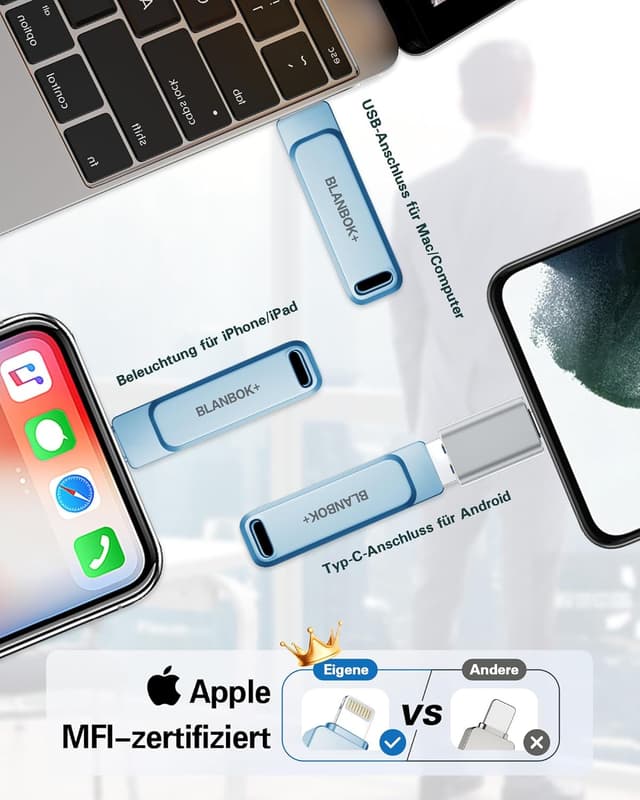 Detalle 2 de BLANBOK+ USB-Stick 512 GB für iPhone