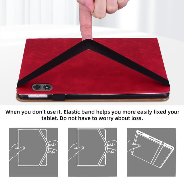 Detalle de Vkooer Hülle für Xiaomi Redmi Pad Pro 12,1 Zoll (2024) – PU-Ledertasche mit Folio-Cover, Stifthalter und Kartenfächern, Rot