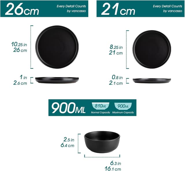 Thumbnail 1 de vancasso Black Dinner Set 12‑piece