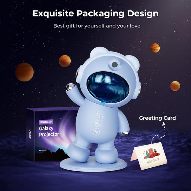 Thumbnail 6 de FULEN Sternenhimmel Projektor mit Nordlicht-Effekt, Timer & Fernbedienung (LED Nachtlicht Galaxie), Blau