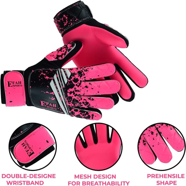 Detalle 2 de EFAH SPORTS Kids Soccer Goalkeeper Gloves with Strong Grips and Hook-and-Loop Wrist Support