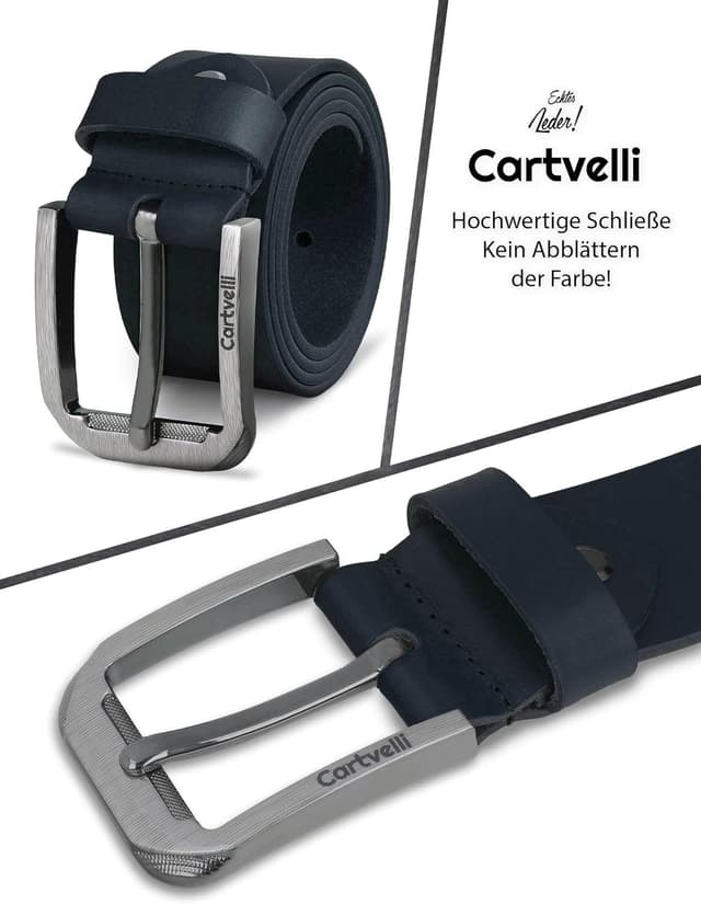 Detalle de Cartvelli Premium Ledergürtel Herren Echtleder 40 mm Made in Germany in Geschenkbox