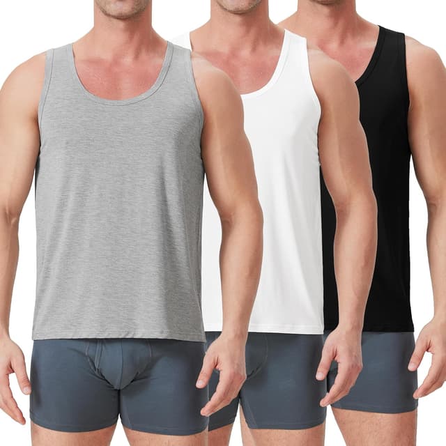 Detalle de OEIOEI men’s bamboo breathable tank tops vest (pack of 3) – moisture-wicking sleeveless undershirts