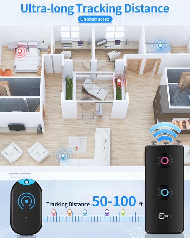 Detalle de Esky Localisateur de clés : key finder RF ultrafin avec 2 récepteurs et télécommande