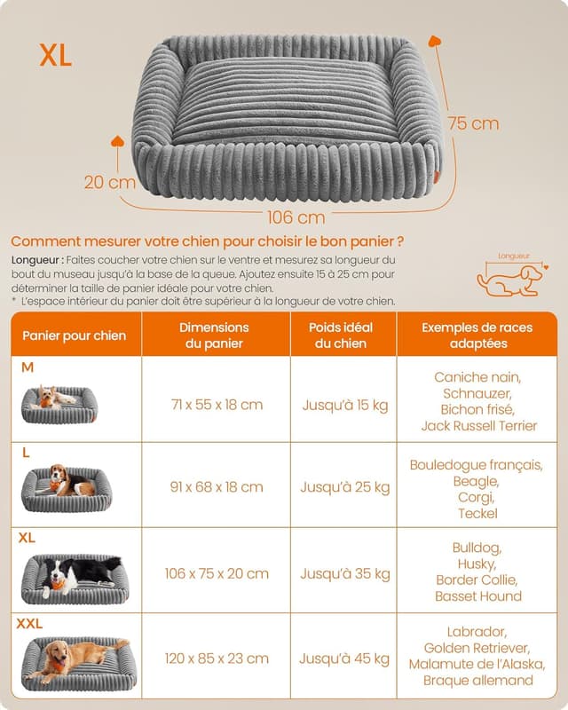 Thumbnail 5 de Feandrea PGW313GD01 panier orthopédique 106×75×20 cm