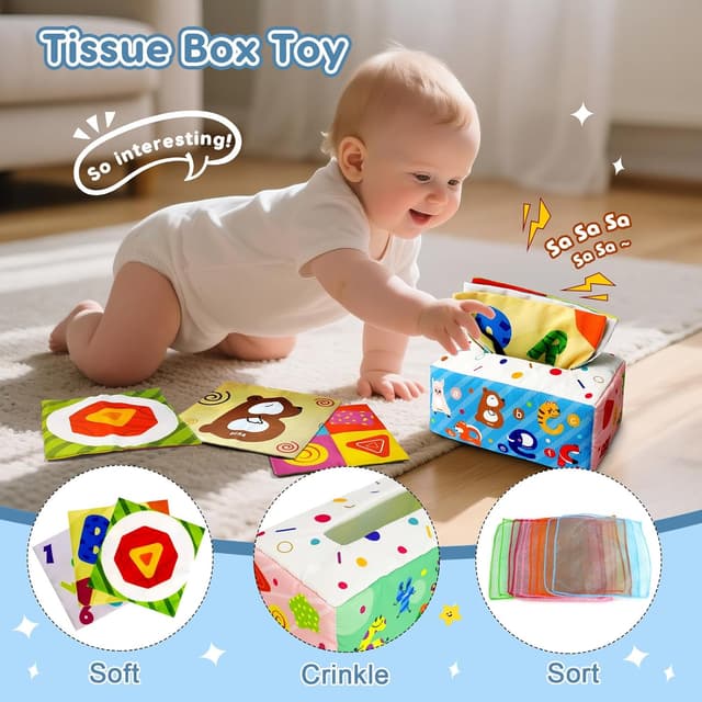 Thumbnail 6 de EPOGG 6-in-1 Montessori Baby Toys Set (6–12 Months Up) with Pull String, Stacking Cups, Tissue Box & More