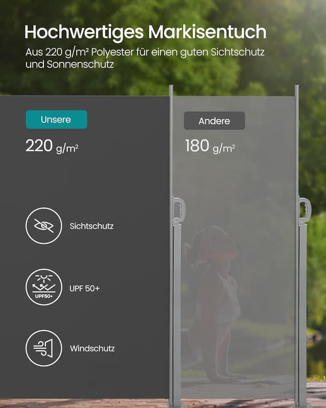 Detalle 2 de Seitenmarkise 160 x 500 cm von SONGMICS