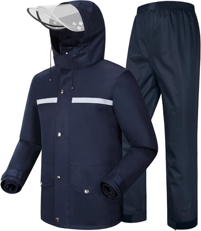 Thumbnail 6 de Coutyuyi Herren & Damen Regenanzug mit reflektierenden Elementen – wasserdicht, winddicht und mit transparenter Regenhaube