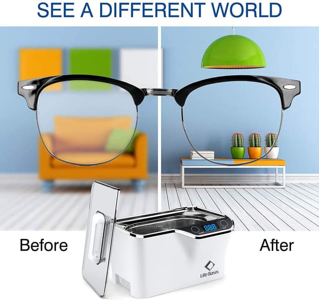 Detalle de LifeBasis Ultraschallreinigungsgerät 600 ml (CDS-100) – digitaler Brillenreiniger mit 5 Modi & LED-Timer, 50 W