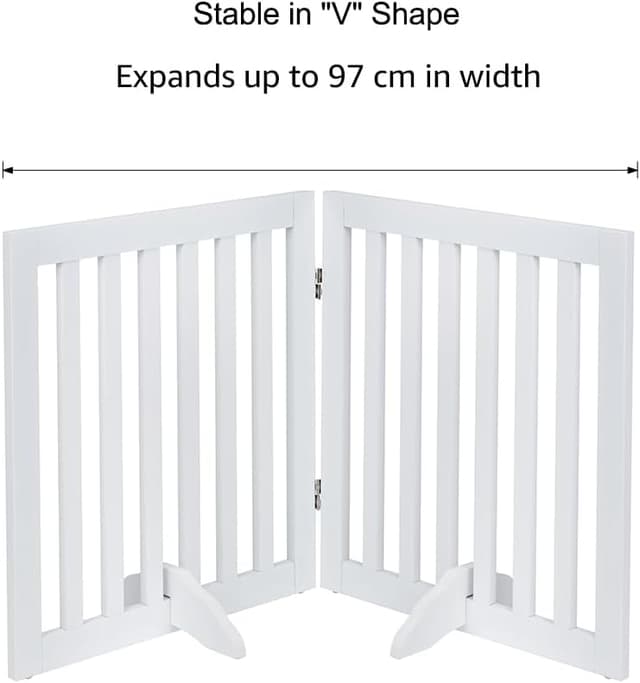 Detalle de unipaws 61 cm Free Standing Pet Gate (White) – foldable wooden barrier for dogs and cats