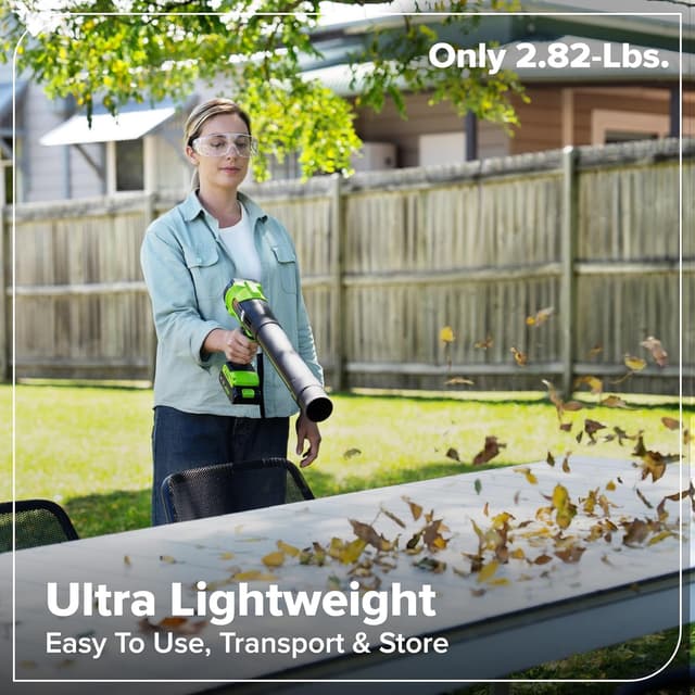 Detalle de Greenworks 24V souffleur de feuilles sans fil BLH22SA1, 209 km/h et flux 7,65 m³/min