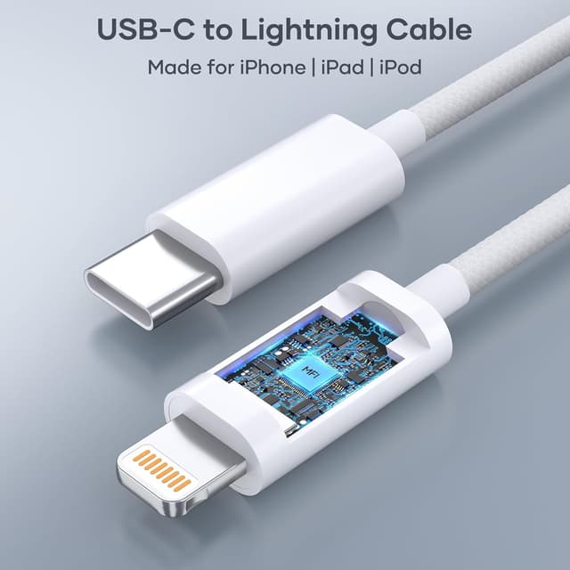 Detalle de USB-C auf Lightning Kabel (MFi-zertifiziert) 1 m + 1,8 m, 2er-Pack für iPhone & iPad