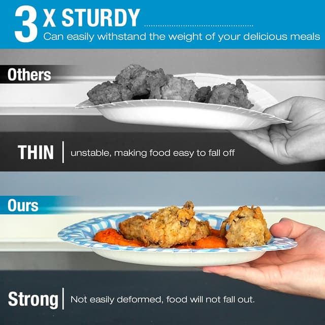 Detalle de Ginkgo 100-Count 10-Inch Paper Plates (Heavy-Duty, Thickened) for Holiday, Party, Picnic & Everyday