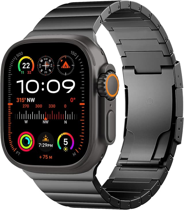 Detalle de TiMOVO Titanium Strap for Apple Watch (Ultra 3/2/1, Series 11–1) Detachable Metal Band, Black