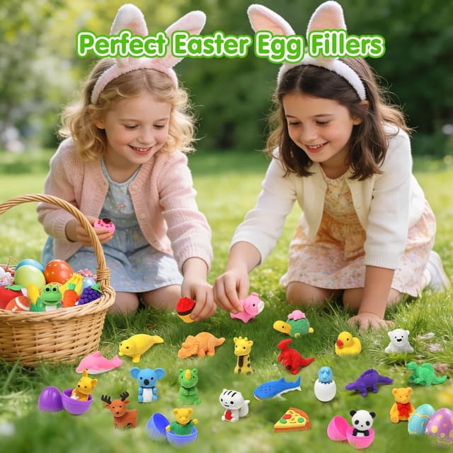 Detalle 2 de HINZER 100 Pack Animal Erasers for Kids (3D Puzzle Erasers) for Classroom Rewards & Prizes
