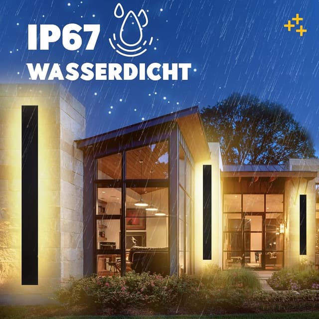 Detalle 2 de LED Wandleuchte für Außen/Innen 125×5 cm, anthrazit, IP67 – Lang-Wandlampe mit warmem Licht
