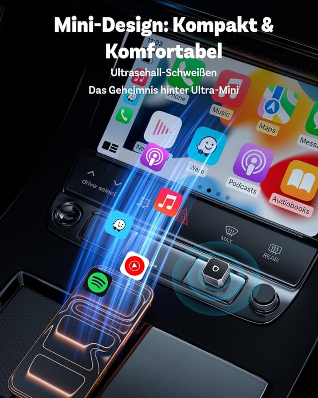 Detalle 2 de Ottocast Mini Pot USB-C Wireless CarPlay Adapter 2.4/5G