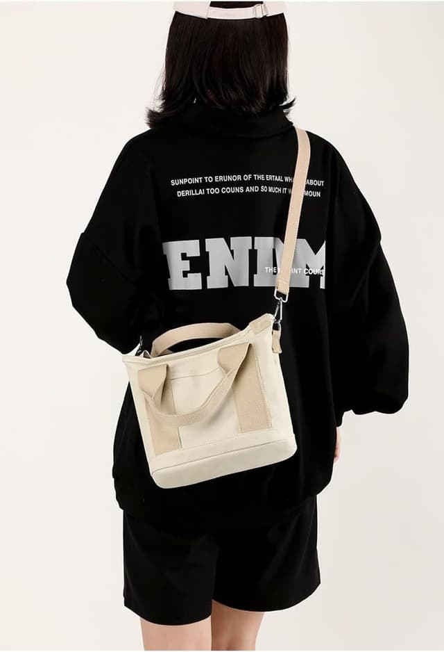 Detalle de Aucuu sac fourre-tout en toile pour femme avec bandoulière réglable et fermeture éclair