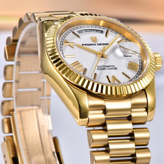 Detalle de LACZ DENTON Pagani Design DD36 PD1752: orologio automatico da uomo con vetro zaffiro, Seagull ST16 e 10 bar